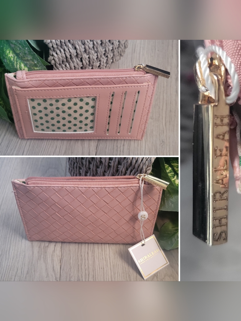 NWT Shiraleah Chicago Frankie Blush Pink Zippered Card Case Wallet, 6" x 3.5"